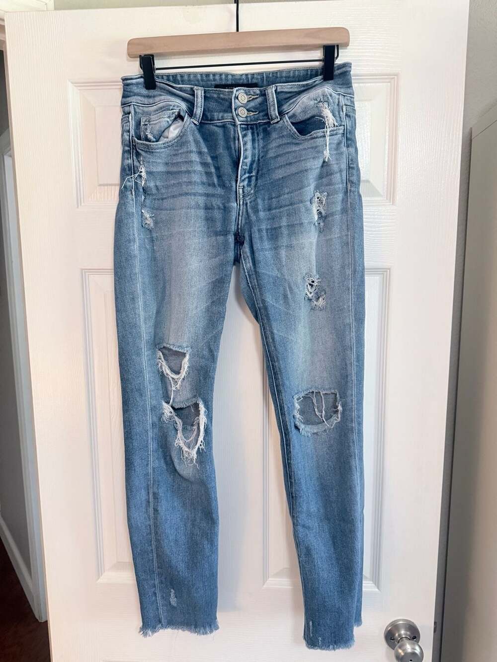 Flying Monkey Mid Rise Skinny Distressed Raw Hem Jeans Y3685L Size 28